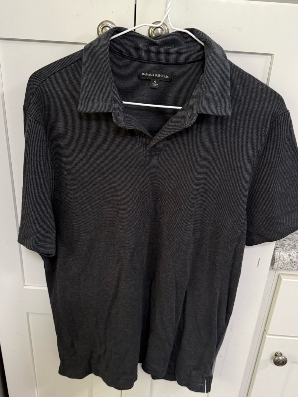 Banana Republic Men's Charcoal Short-Sleeve Polo